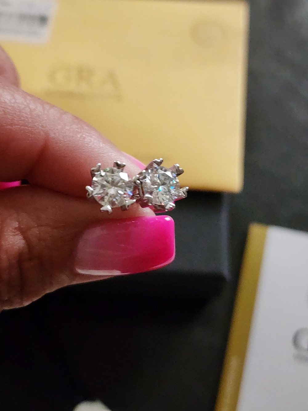 GRA Certified 2.0 CTW Moissanite Stud Earrings | 925 Sterling Silver | Brilliant - Picture 2 of 4